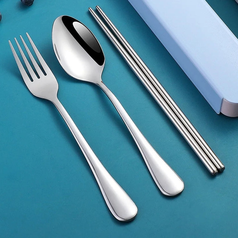 Kawaii utensils on a blue background