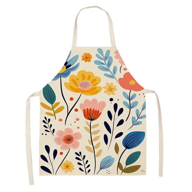 Colorful floral kawaii apron on a white background