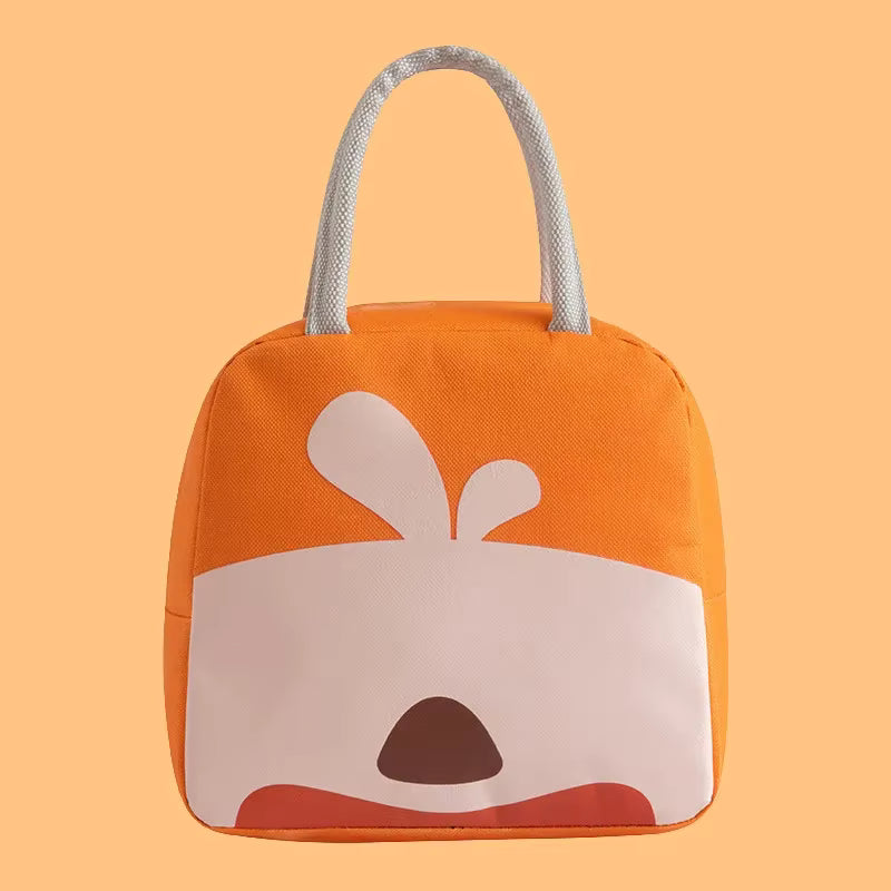 Children's kawaii bag with a bear face design on an orange background