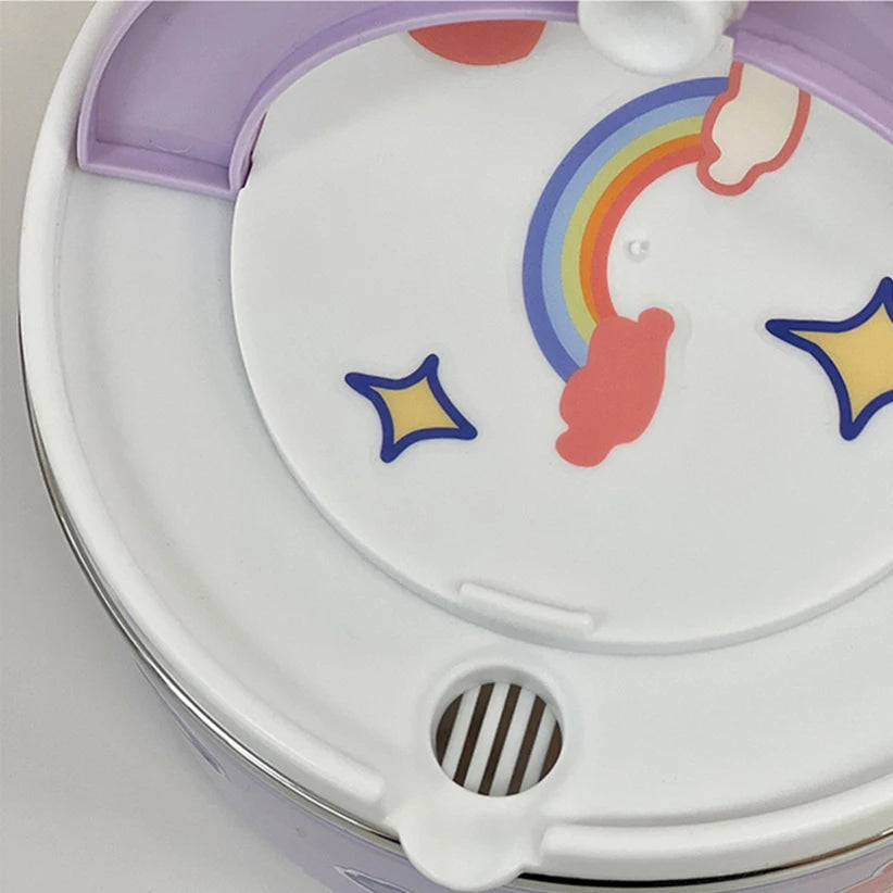Children's kawaii ramen bowl with colorful design featuring rainbow and stars on a white background