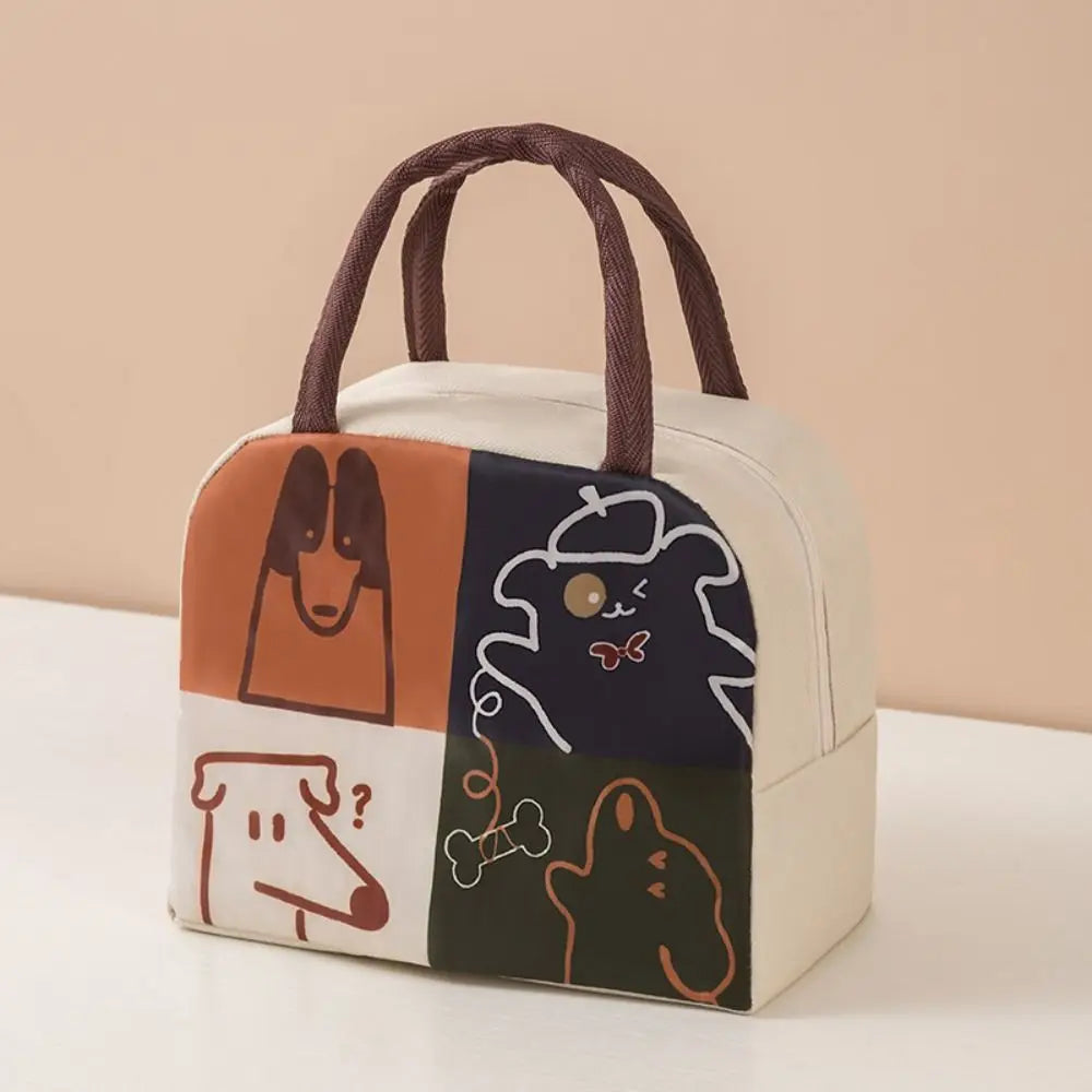 Kawaii bag with animal illustrations on a beige background