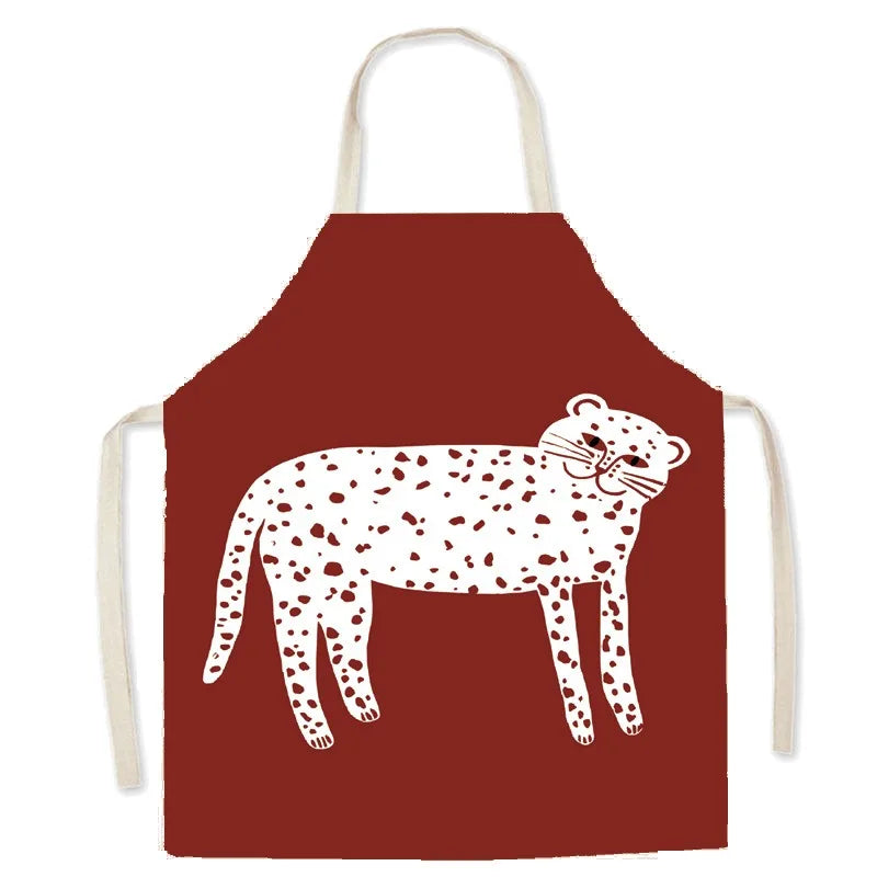 Red kawaii apron with a leopard print