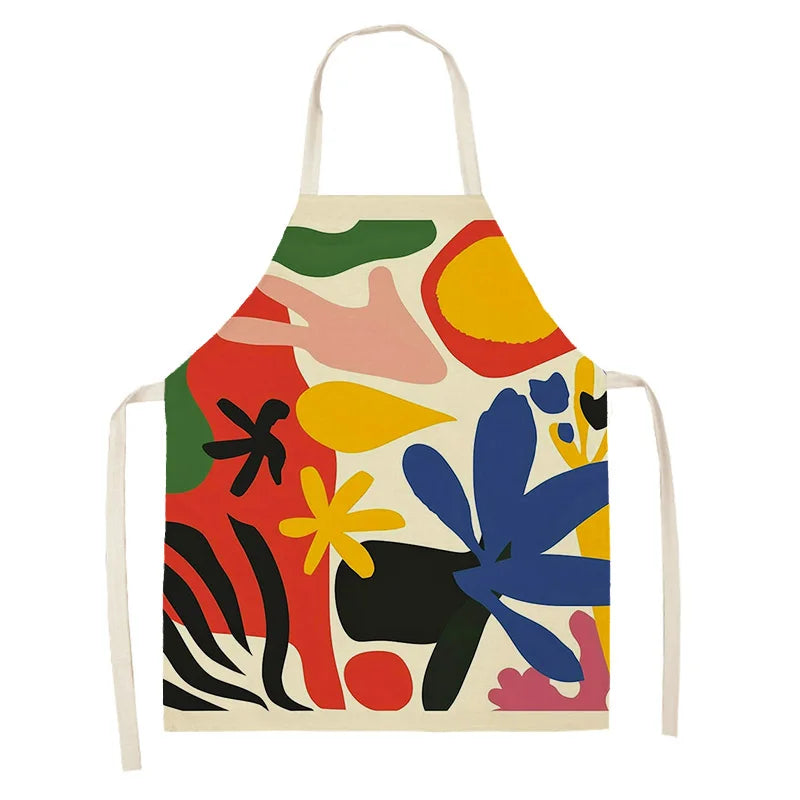 Colorful kawaii apron with abstract patterns on a white background