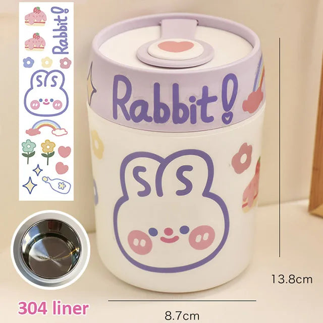 A white and purple rabbit themed kawaii ramen bowl
