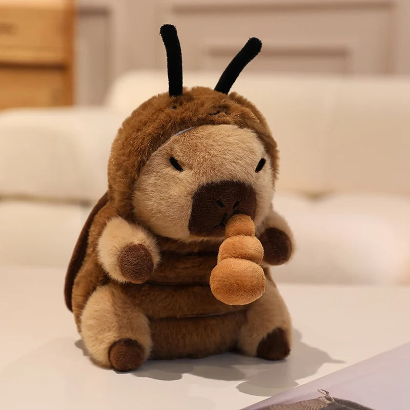 Kawaii plush toy resembling a bee with a honeycomb on a light background