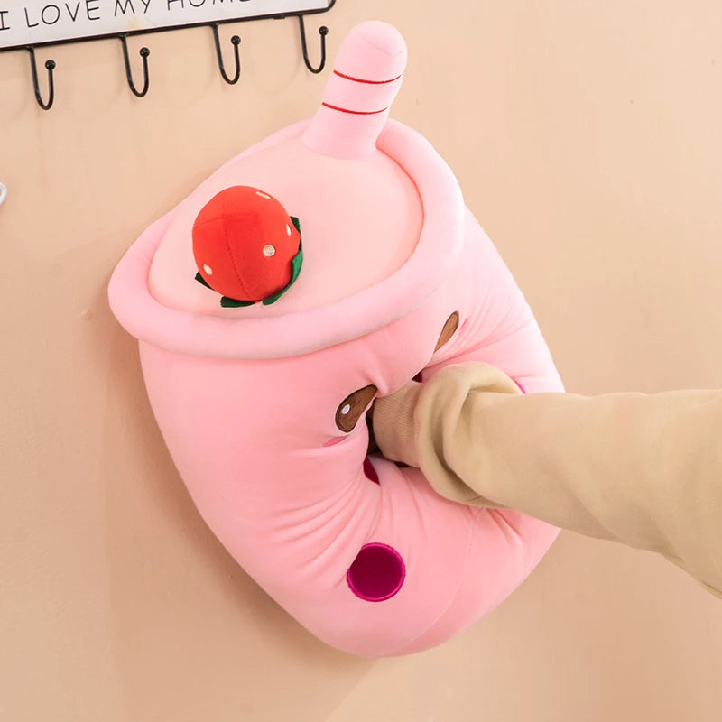 Hand smashing a kawaii plush toy