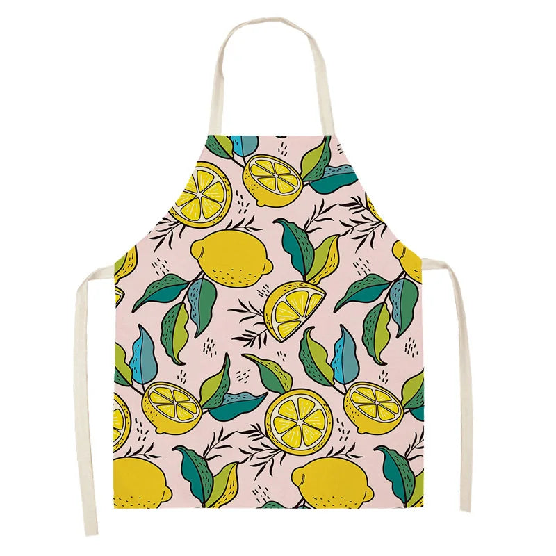 Kawaii apron with lemon pattern on a white background