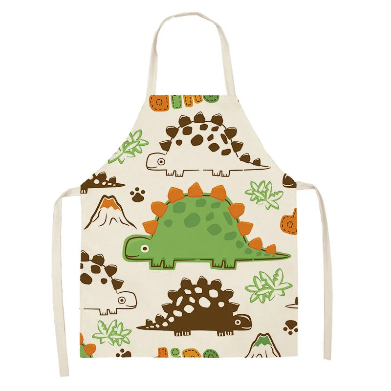 Children's kawaii apron with dinosaur pattern on a white background