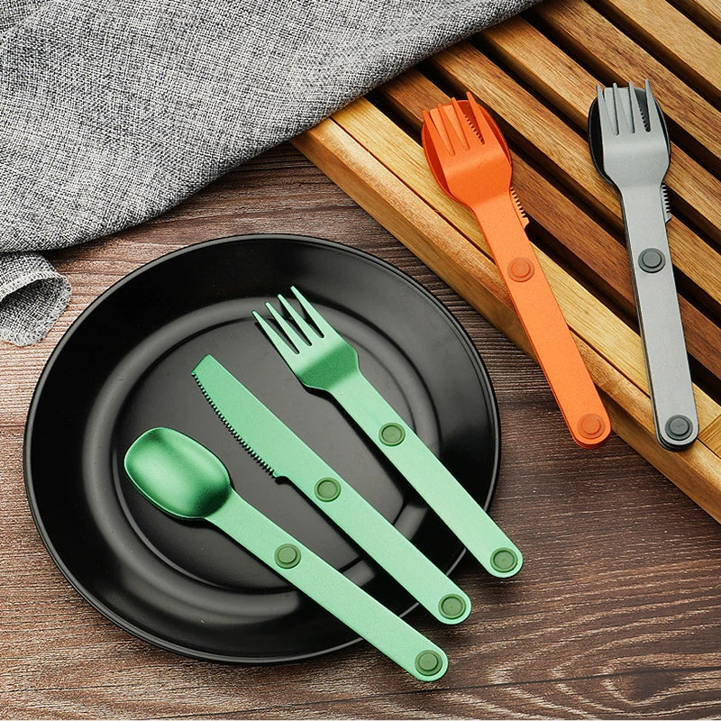 A set of three kawaii utensils on a table and plate