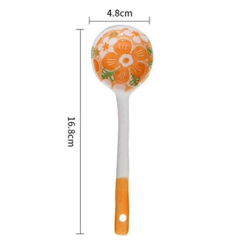 An orange kawaii spoon on a white background