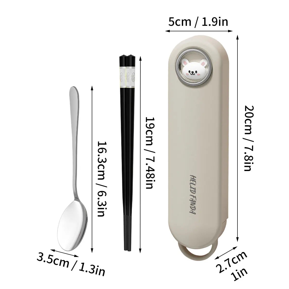 Panda shaped kawaii utensils on a white background