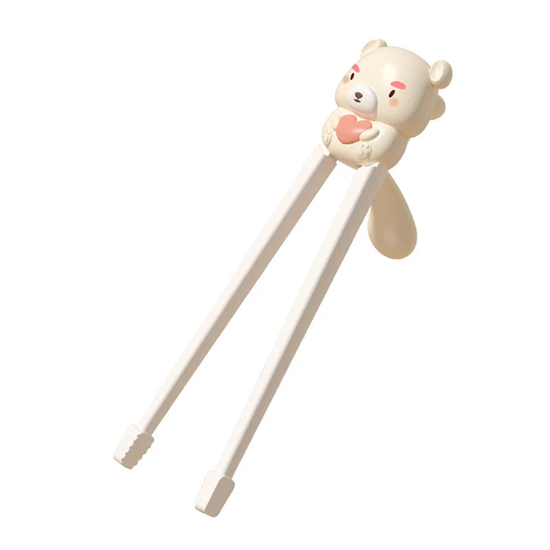 Cute bear-shaped kawaii chopstick holder on a white background