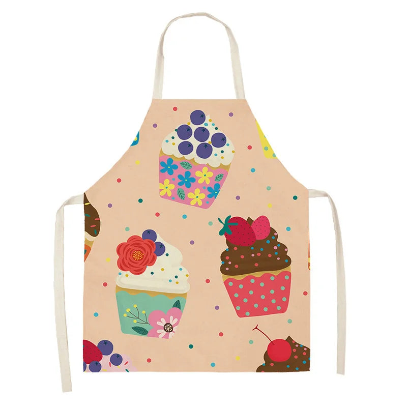 Colorful kawaii apron with cupcake design on a white background