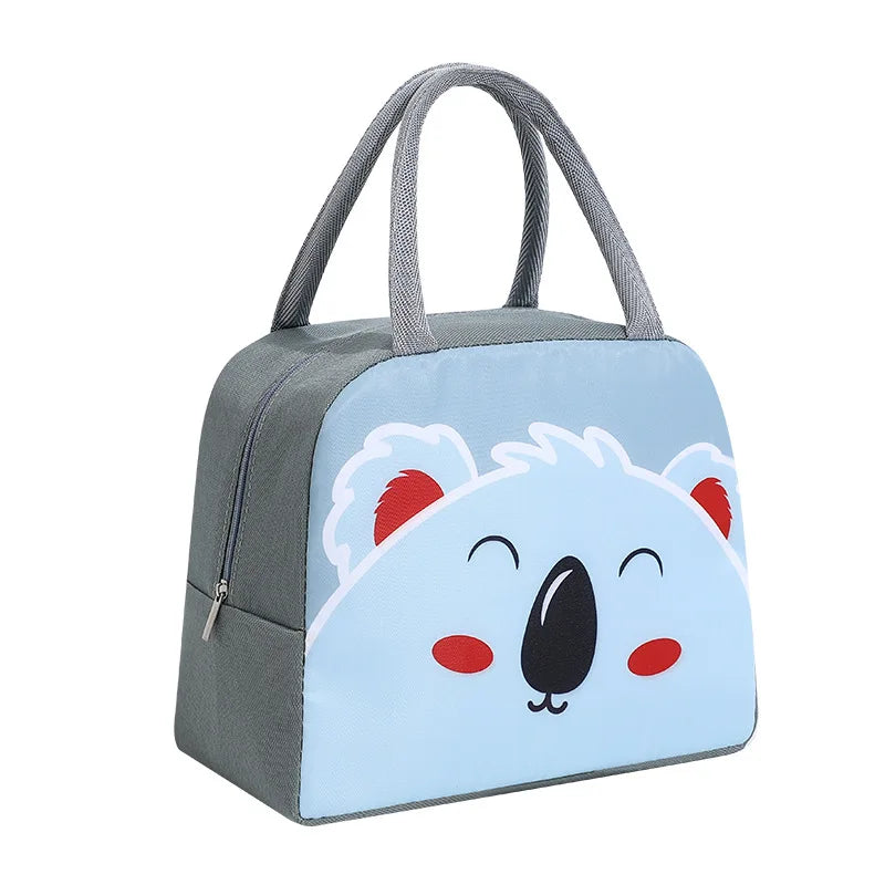 Kawaii lunch bag with a cartoon face design on a white background