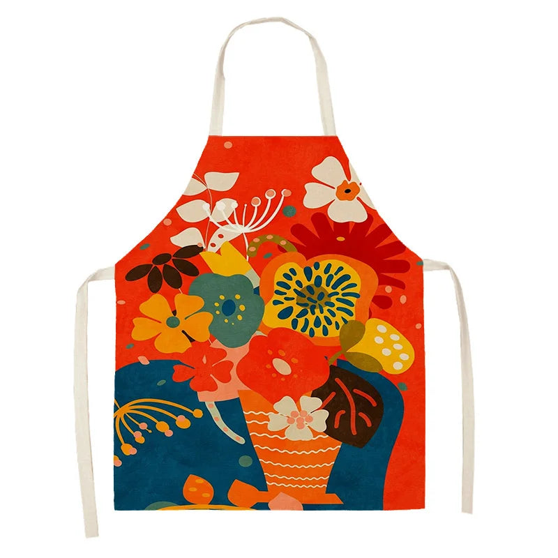 Colorful floral kawaii apron on a white background