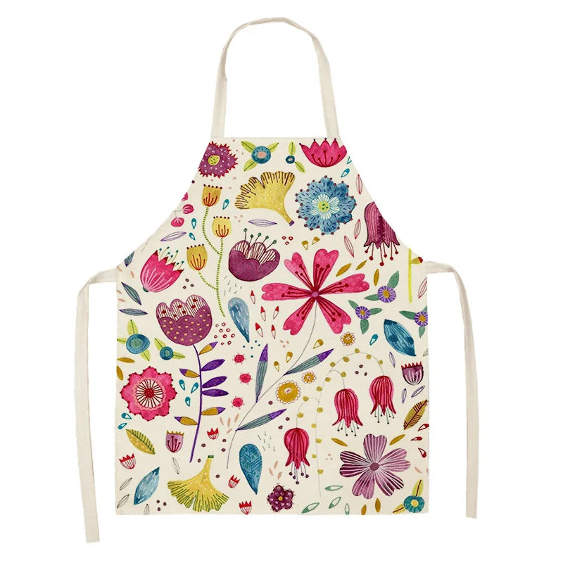 Colorful floral kawaii apron on a white background