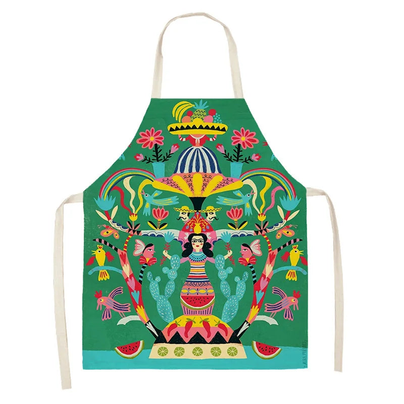Colorful kawaii apron with a vibrant design on a white background