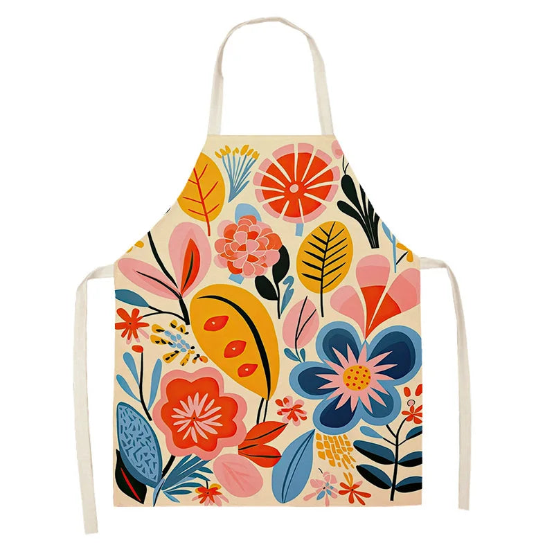 Colorful floral kawaii apron on a white background
