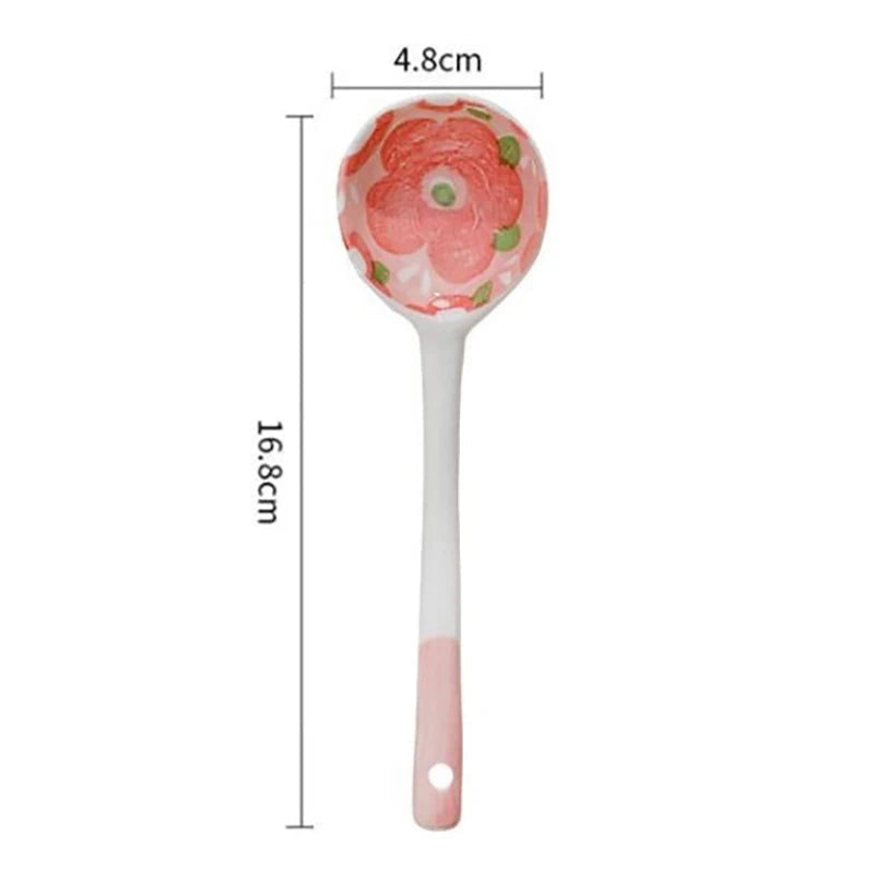 A red and white kawaii spoon on a white background