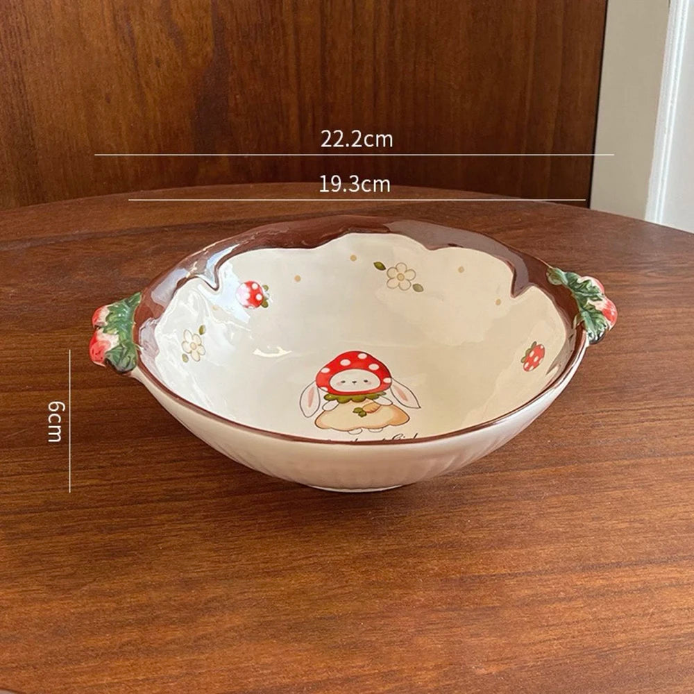 A large kawaii ramen bowl with a bunny on it