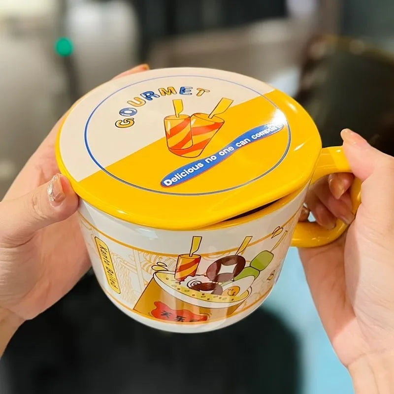 Someone holding a food themed kawaii ramen bowl