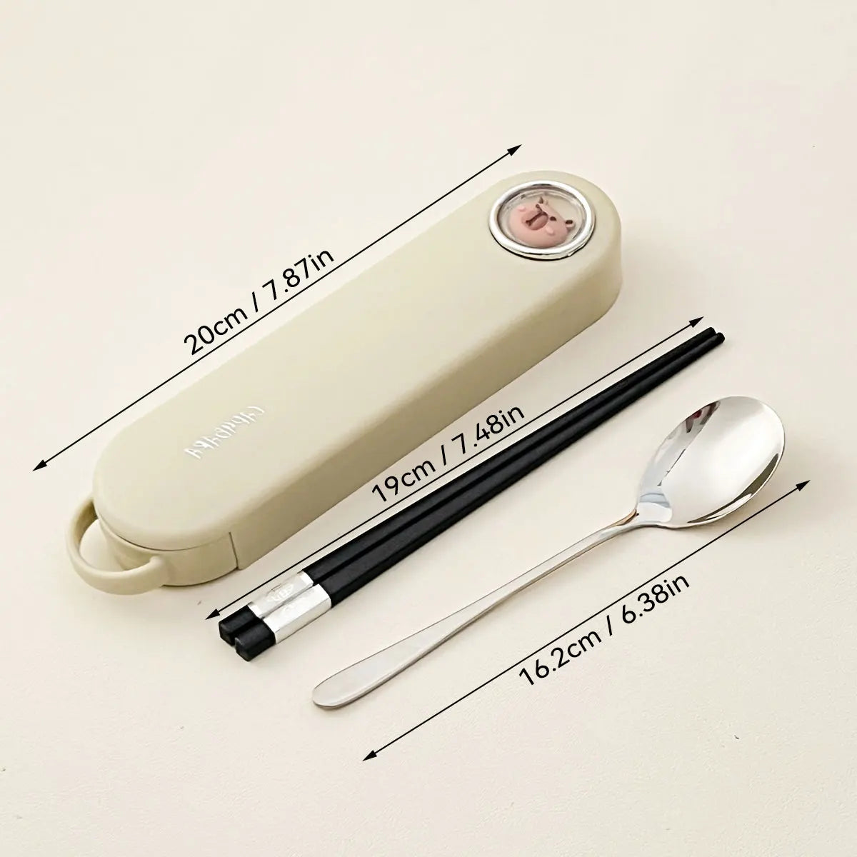 A white, bear shaped kawaii utensils on a white background