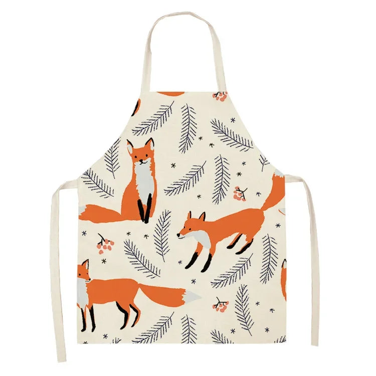 Kawaii apron with fox pattern on a white background