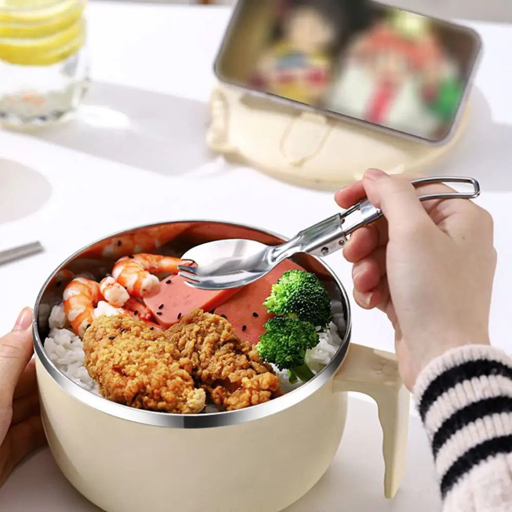 A person eating from a white kawaii ramen bowl