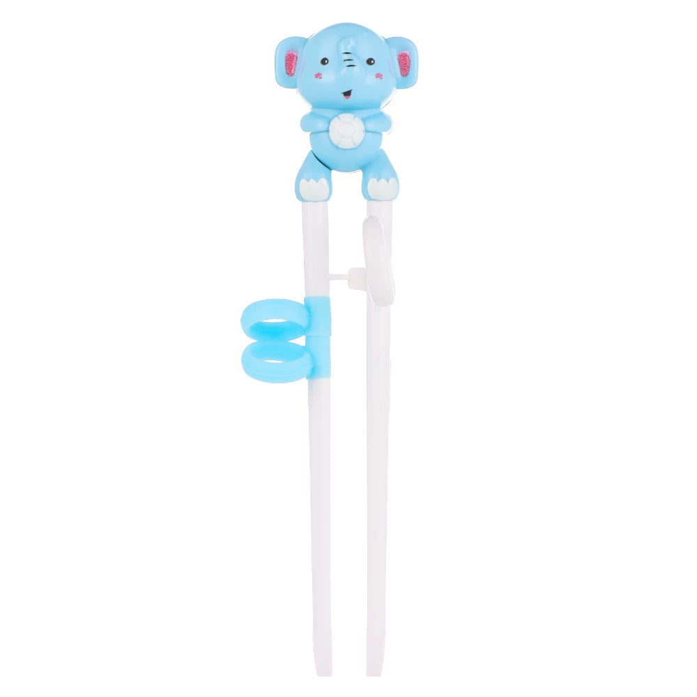 Blue kawaii elephant-shaped utensil holder on a white background