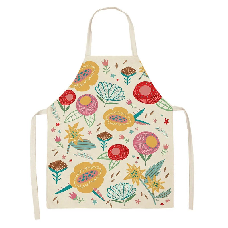 Colorful floral kawaii apron on a white background