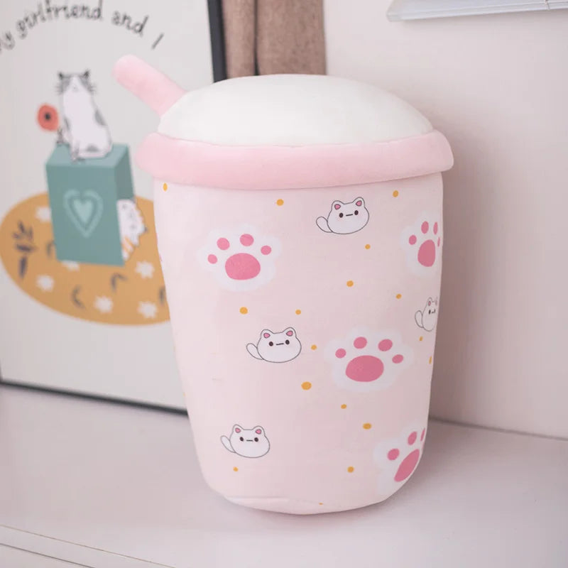 Pink kawaii boba tea plush toy