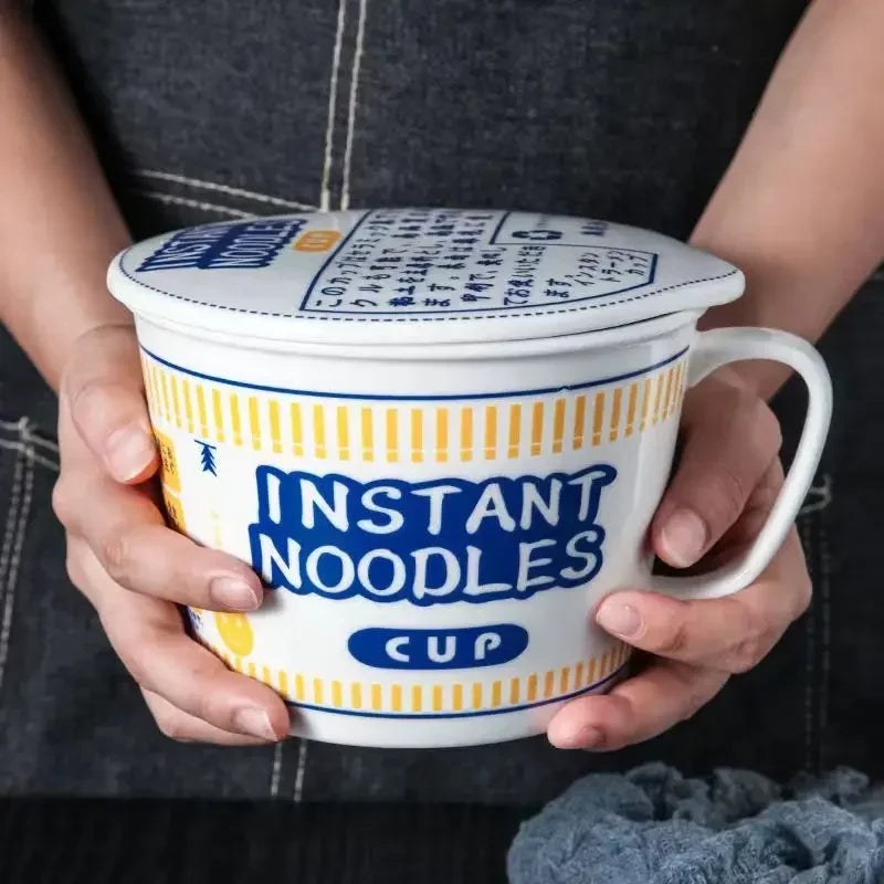 Someone holding an instant noodles kawaii ramen bowl