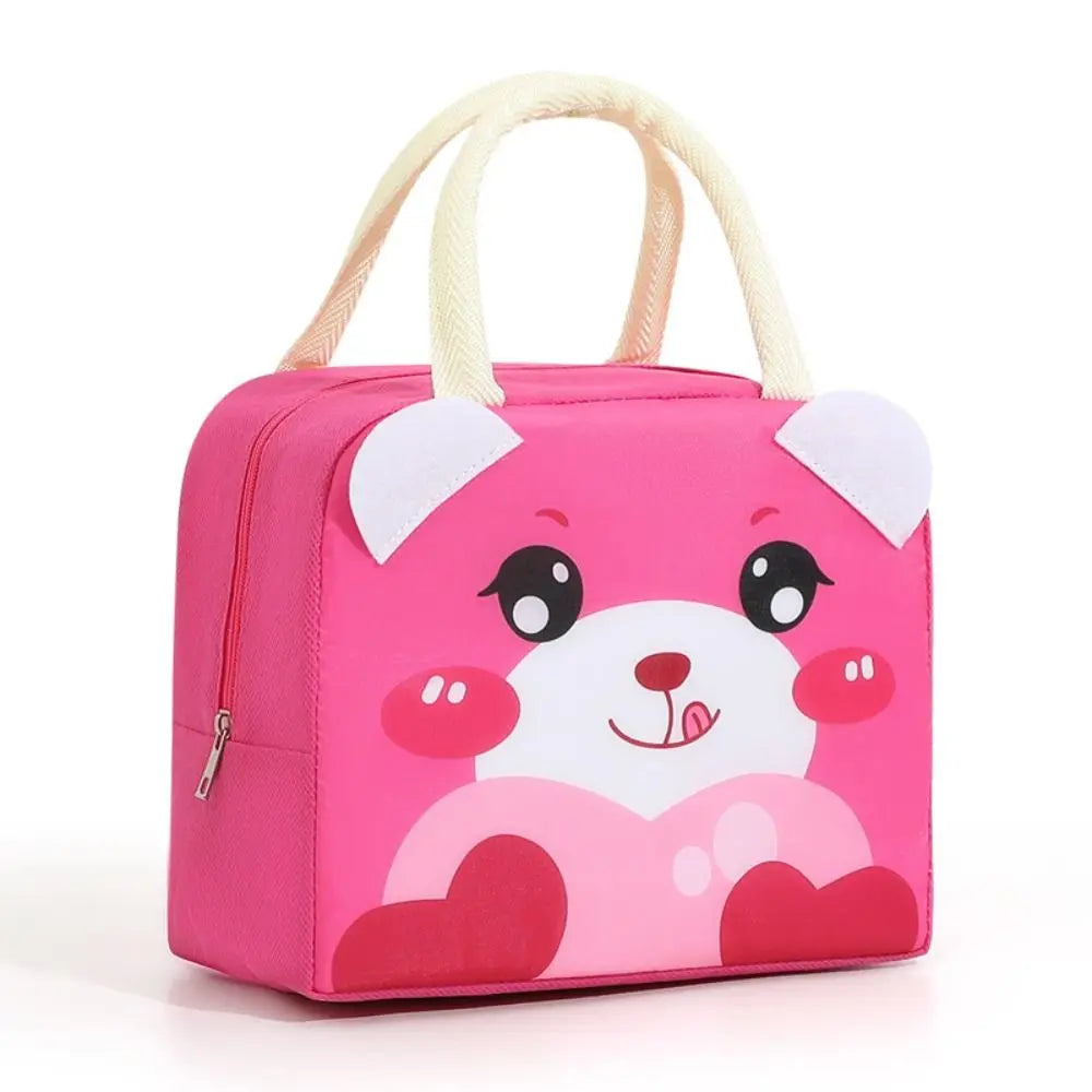 Pink kawaii bag with a cartoon dog face design on a white background
