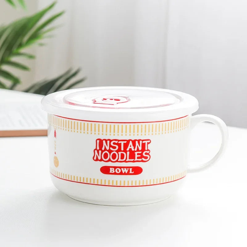 A red and white instant noodles kawaii ramen bowl