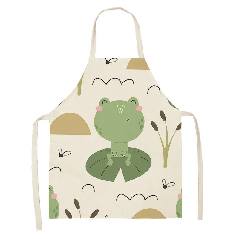 Children's kawaii apron with a frog design on a white background
