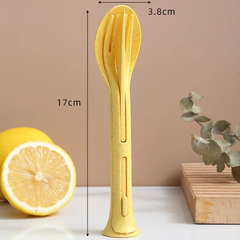 Yellow kawaii utensils with measurements next to a lemon on a beige background