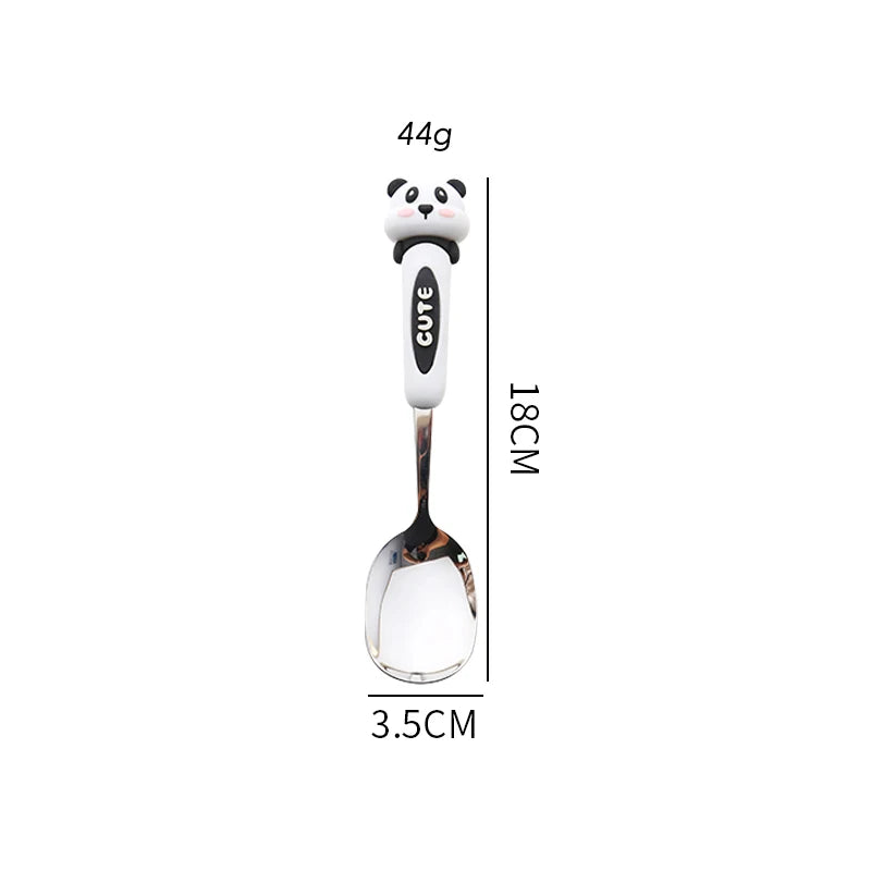 A panda shaped kawaii spoon against a white background