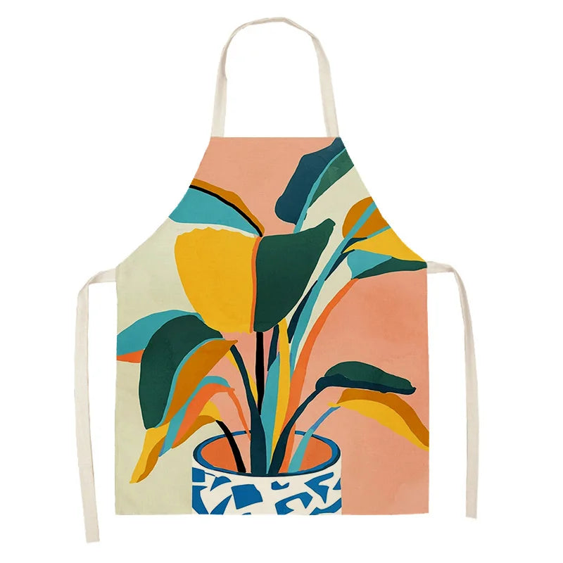 Colorful kawaii apron with plant design on a white background
