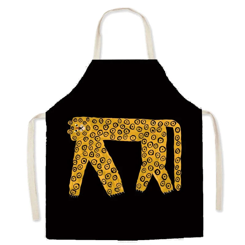 Black kawaii apron with yellow pattern on a white background