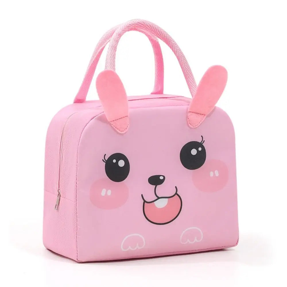 Pink kawaii bag with cartoon face and bunny ears on a white background