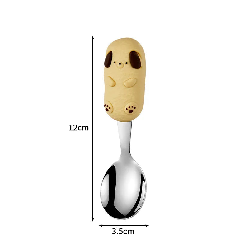 A dog shaped kawaii utensil with measurements