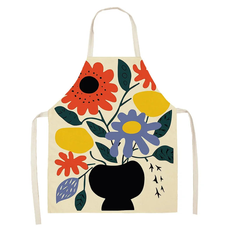 Kawaii apron with floral design on a white background
