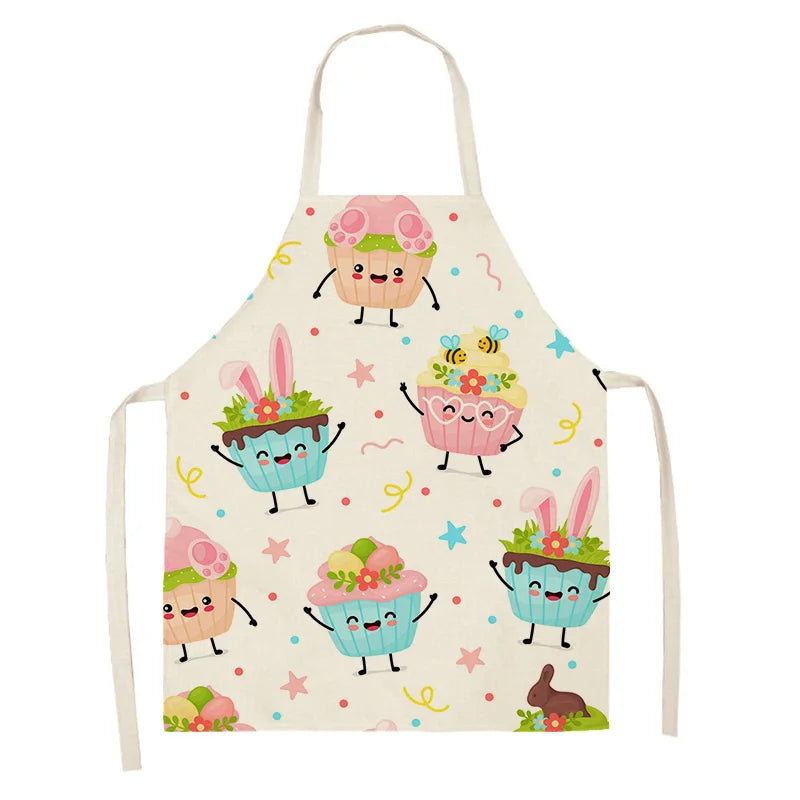 Children's kawaii apron with cute cupcake design on a white background