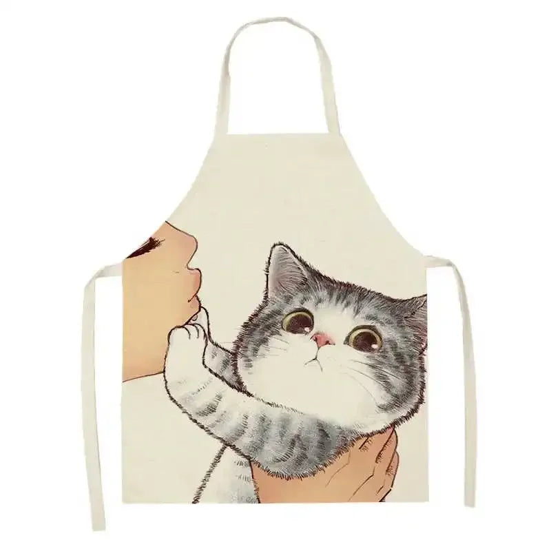 Kawaii apron with a cat design on a white background