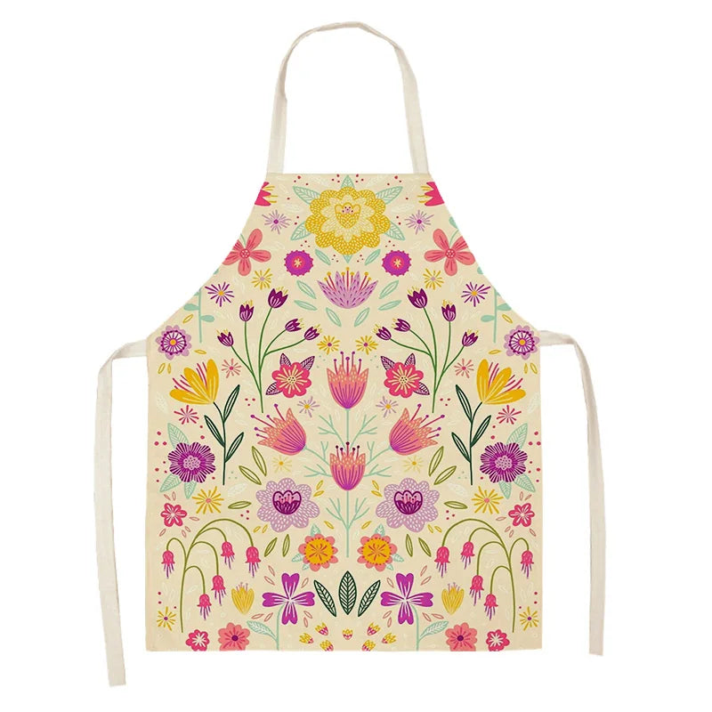 Colorful floral kawaii apron on a white background