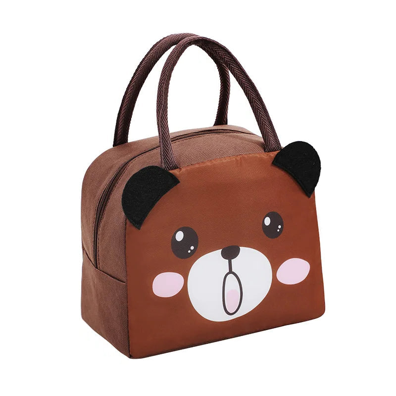 Brown kawaii bag with bear face design on a white background