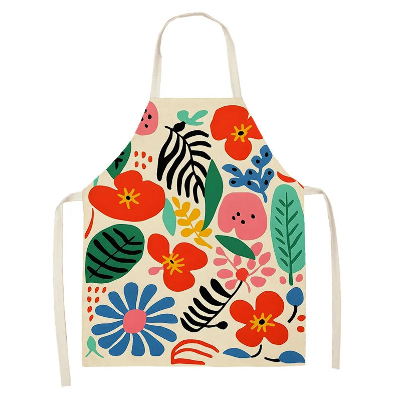 Colorful floral kawaii apron on a white background
