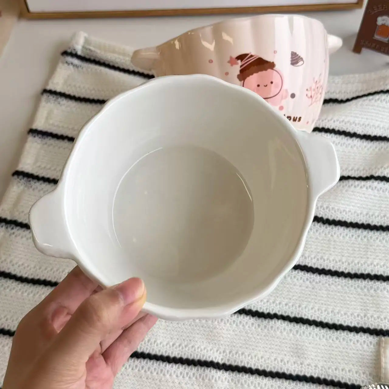 Inside of an empty kawaii ramen bowl
