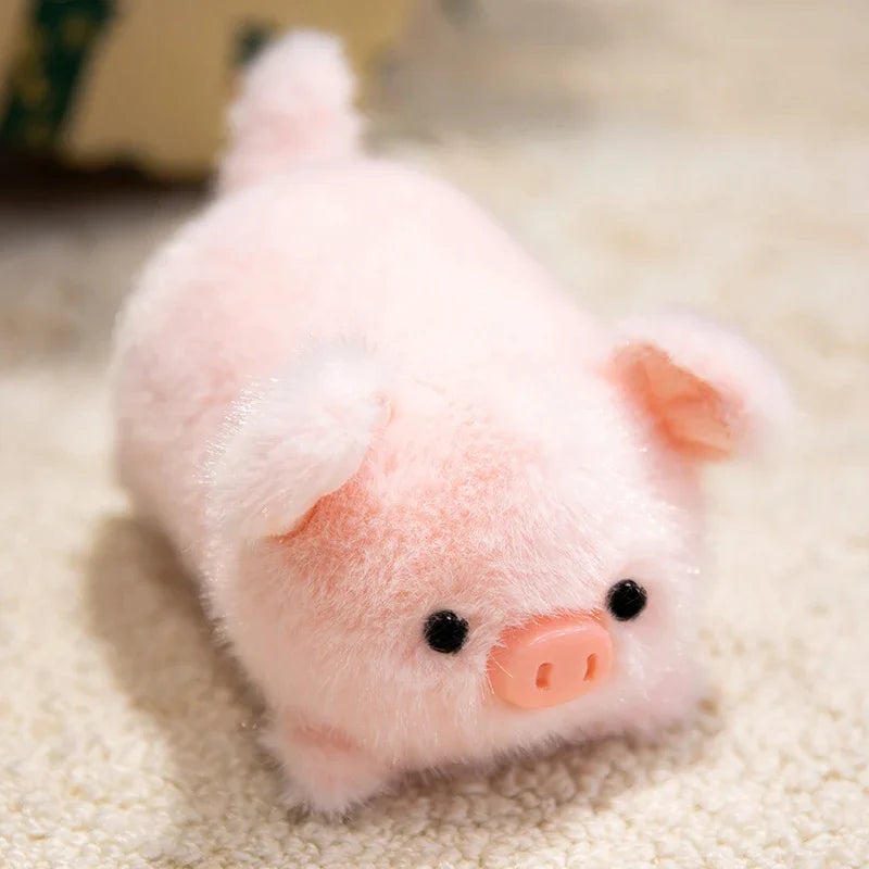 Cute kawaii plush pig toy on a soft surface