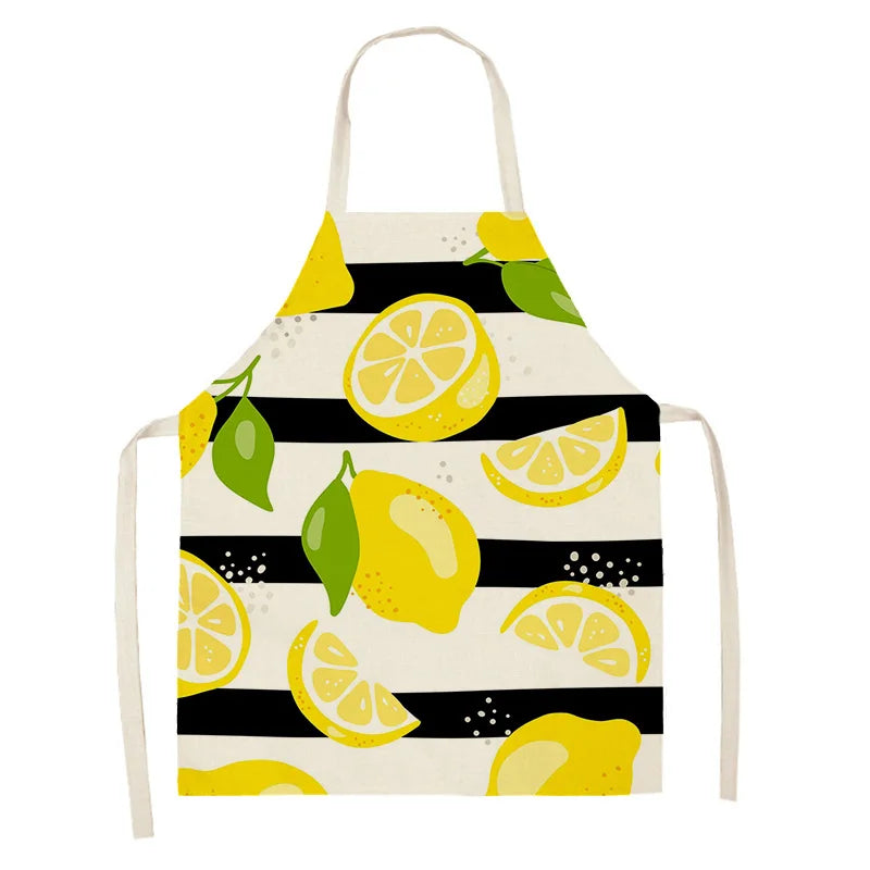 Kawaii apron with lemon pattern on a white background